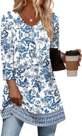 OFEEFAN 3/4 Length Sleeve Womens Tops Dressy Casual Plus Size Tunics to Wear with Leggings